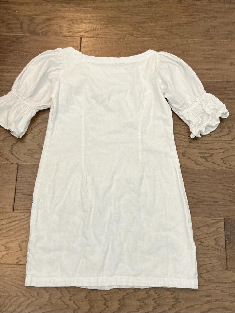 Bombay Paisley White Vintage Inspired Ebroidered Mini Dress wBlue Floral Hem - Picture 9 of 10